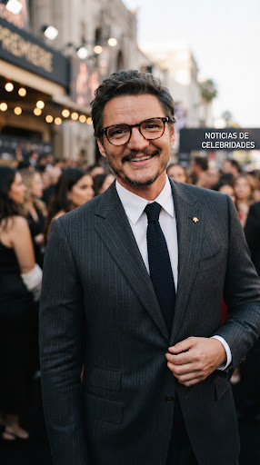 Retrato de un actor sonriente con traje a medida y gafas retro